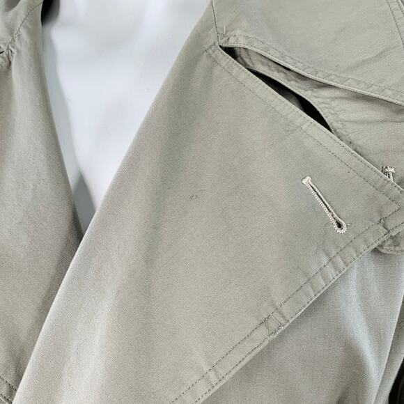 GIORGIO ARMANI Vintage Size L Khaki Cotton Open Front Belted Trenchcoat - Picture 7 of 11